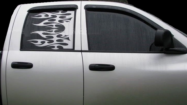 Flames Side Window Custom Decals Dodge, Chrysler, Jeep - Click Image to Close